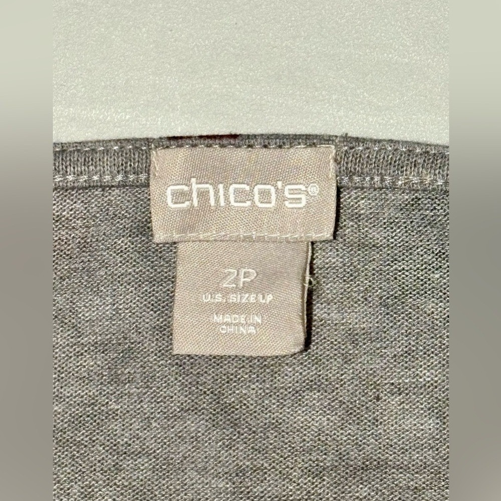 Chicos Multicolored Rose Print Button Sleeve Knit Tunic Shirt - Picture 4 of 7
